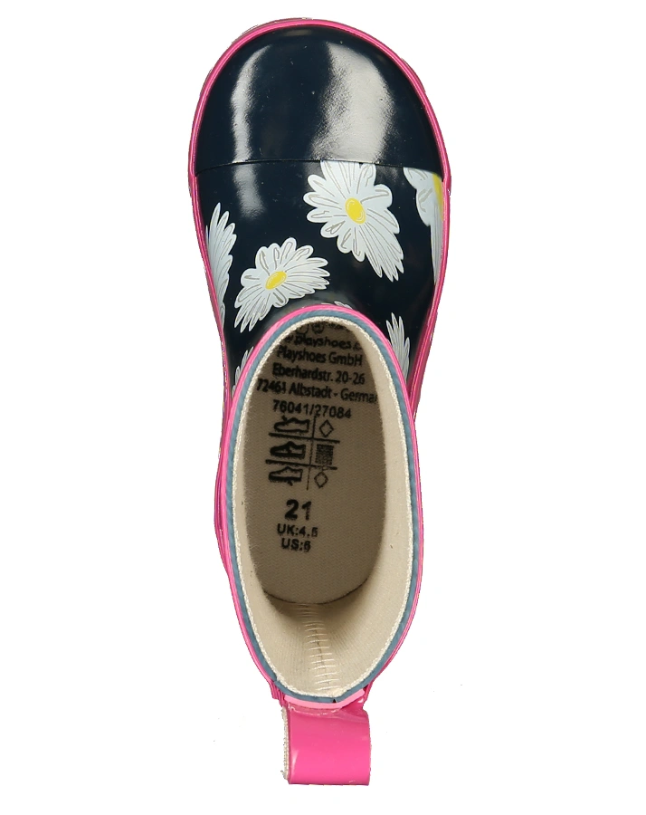 Gummistiefel MARGERITEN in dunkelblau/pink