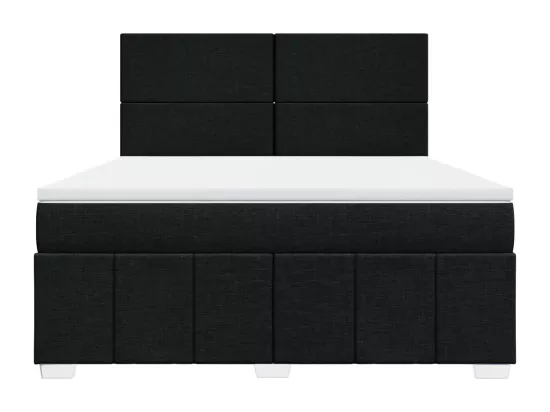 Sommier à lattes de lit avec matelas Noir 180x200 cm Tissu