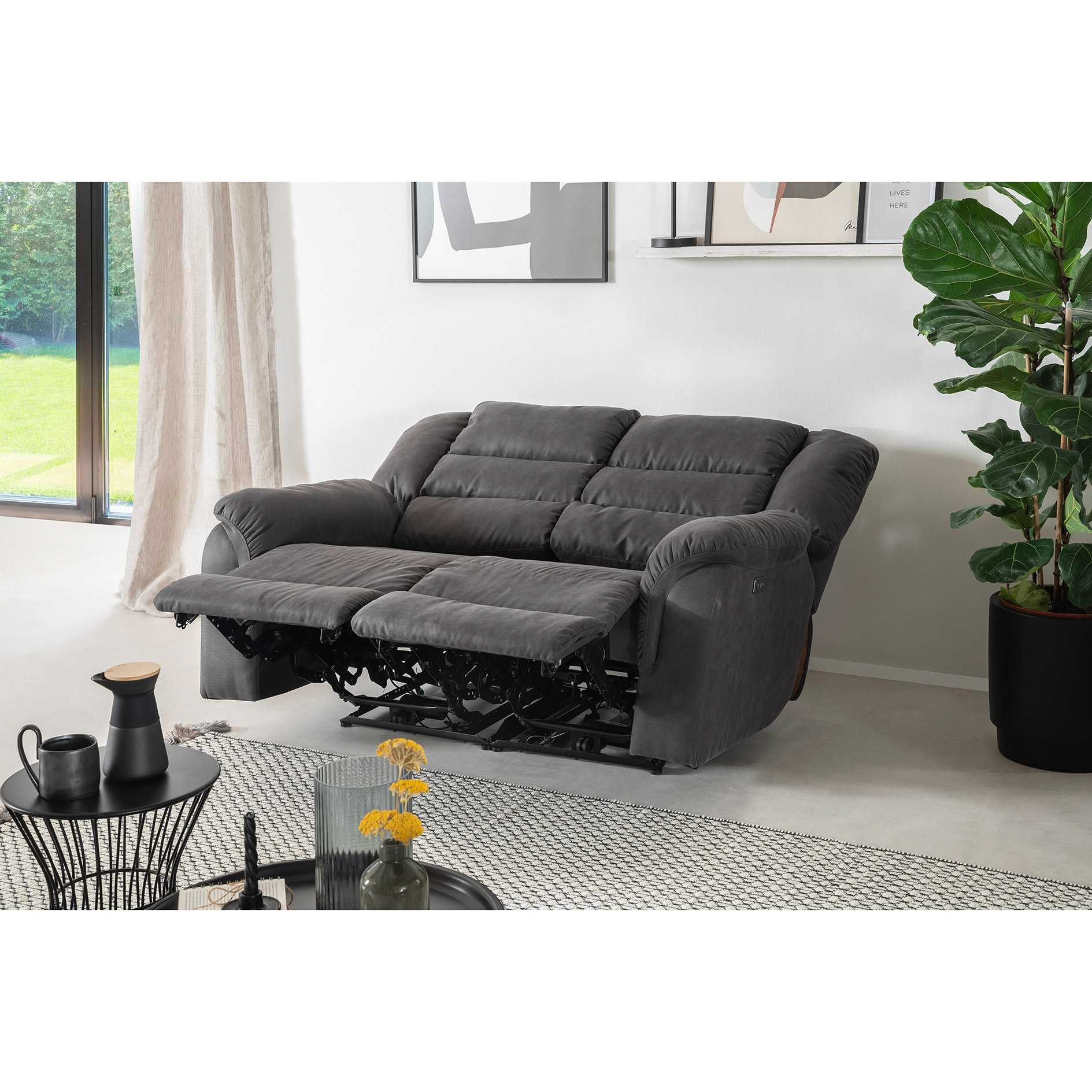 2-Sitzer - anthrazit - Micorfaser - Relaxfunktion