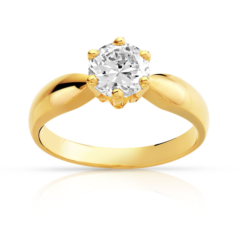 Bague solitaire or 750 jaune diamant 1 carat