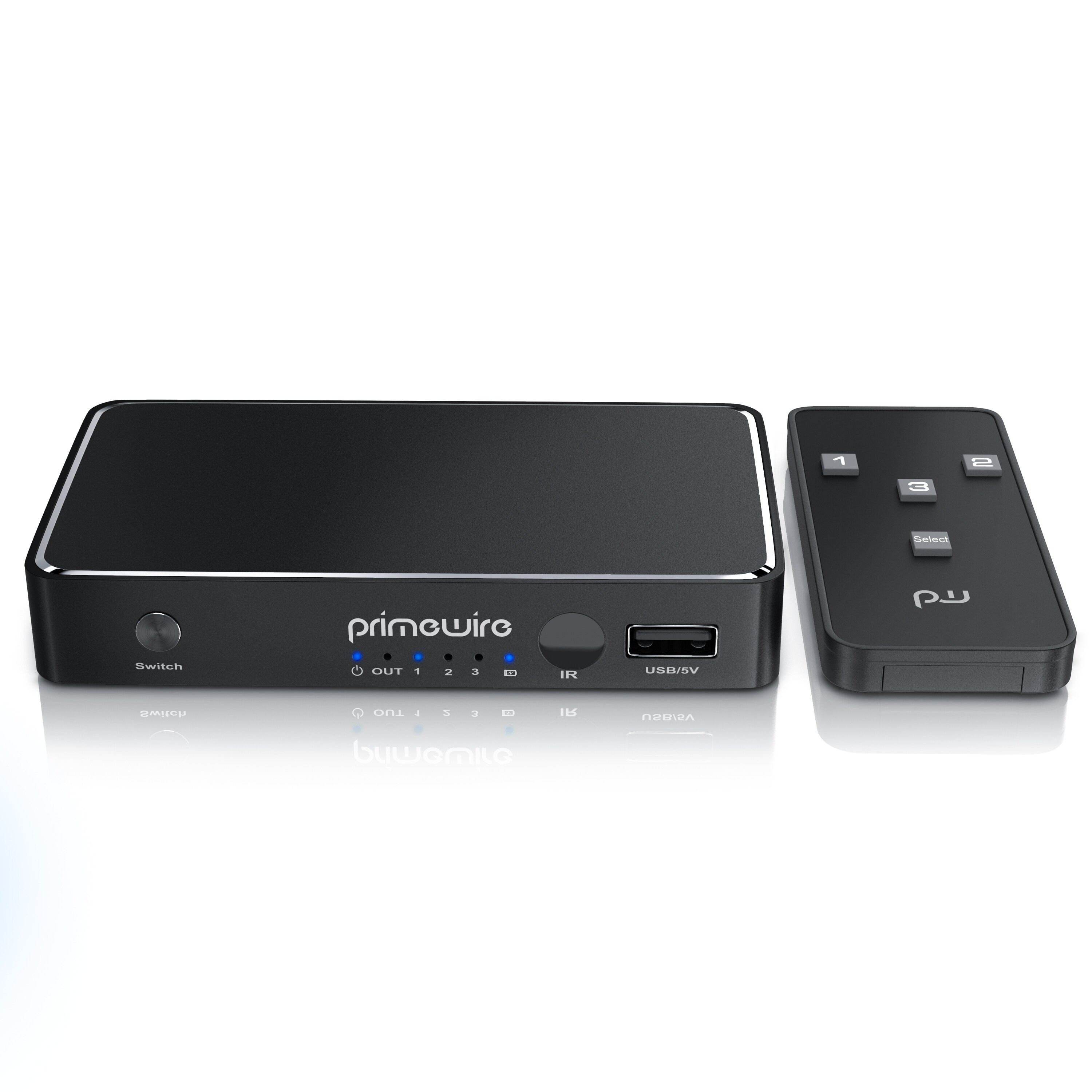 Primewire Audio / Video Matrix-Switch, 3-Port 4k UHD HDMI Switch, Verteiler mit Fernbedienung, Netzteil