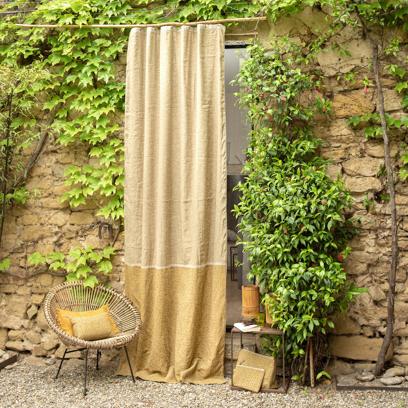 En Fil d'Indienne Rideau duo Lierre tabac - 140x300 cm