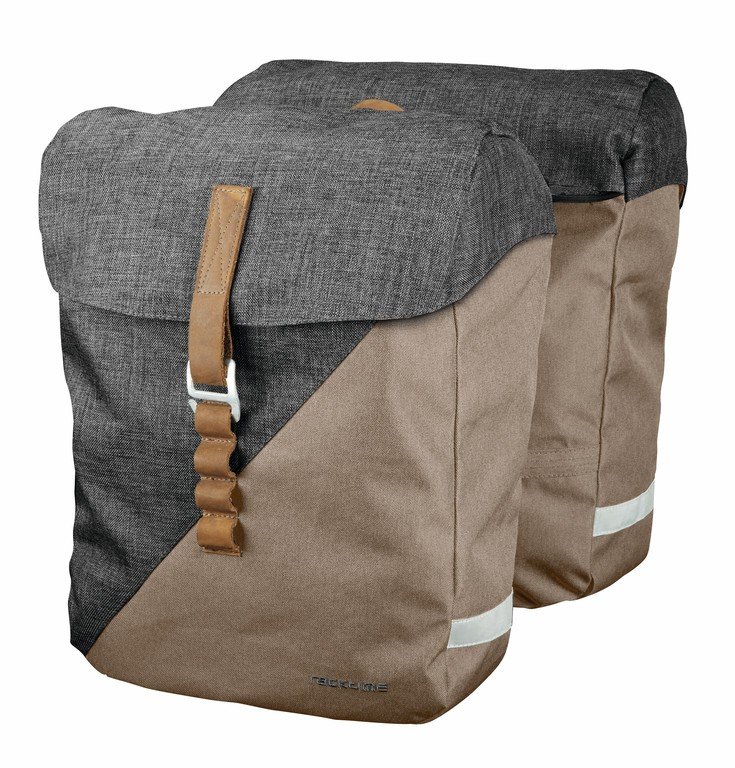 Racktime Heda Dobbelt Sidetaske i kanvas og læder Sand/Grå 24,5 liter