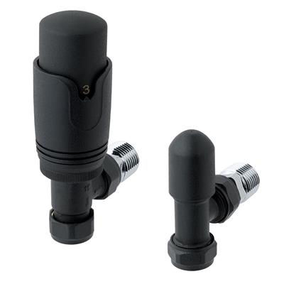 Eastbrook Valve radiator aansluitset haaks met thermostaat zwart