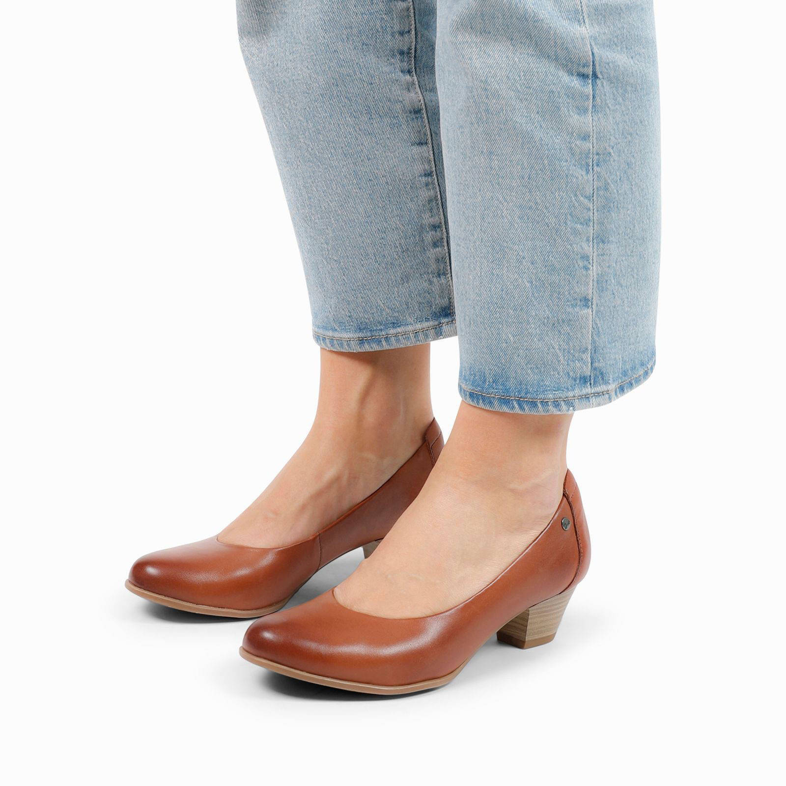 No Stress leren pumps cognac