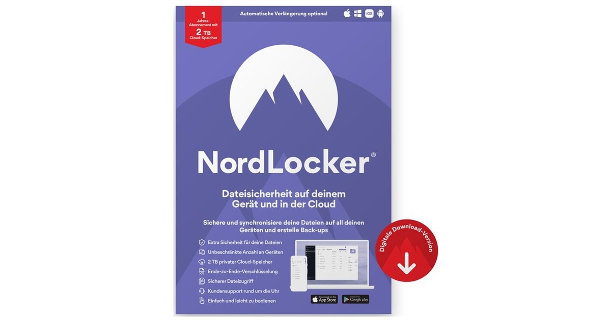 NordVPNNordLocker software  (Abonnementslicentie (1 jaar), 2 TB opslagruimte)
