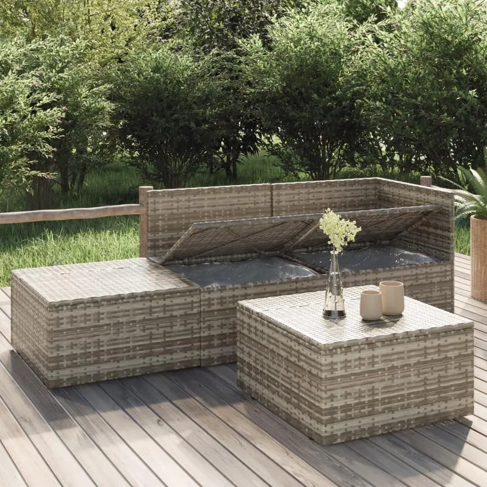 vidaXL - Loungeset - Grijs - Poly rattan