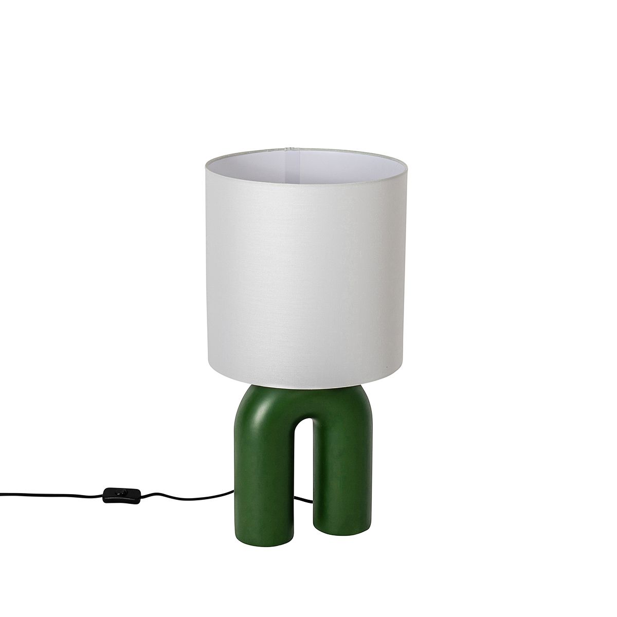 Scandinavische tafellamp groen met linnen kap wit - Lotti