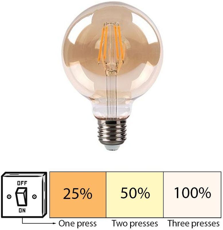 LED Filament lamp 6W | G95 | 3-step Dimbaar | E27 | 2700K - Warm wit