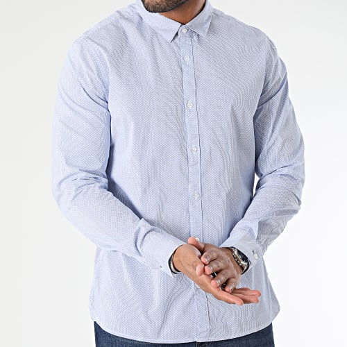 Chemise Manches Longues A Rayures Carton 10711547D Bleu Clair