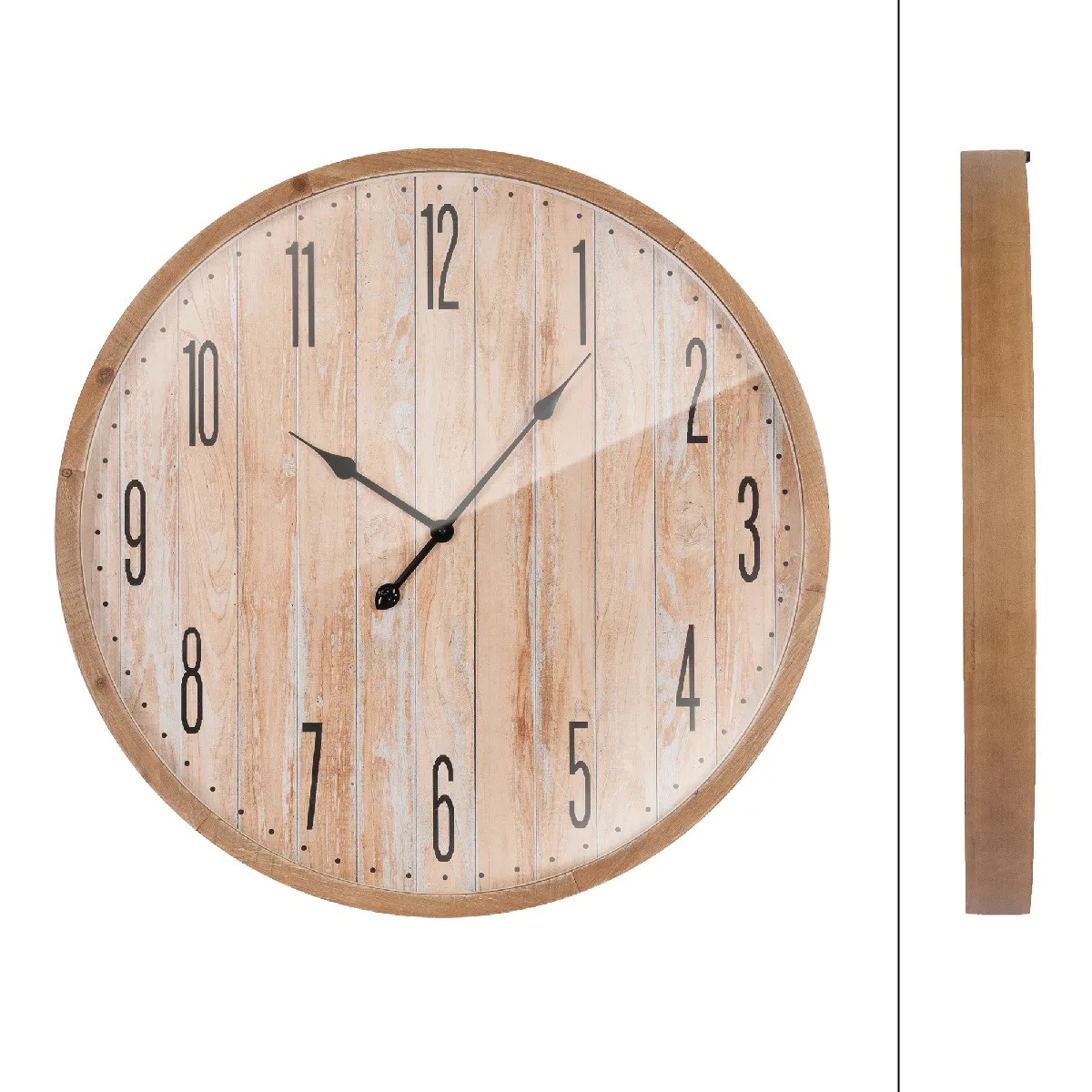 ECD Germany Horloge murale vintage Ø76 cm - Bois MDF et Verre
