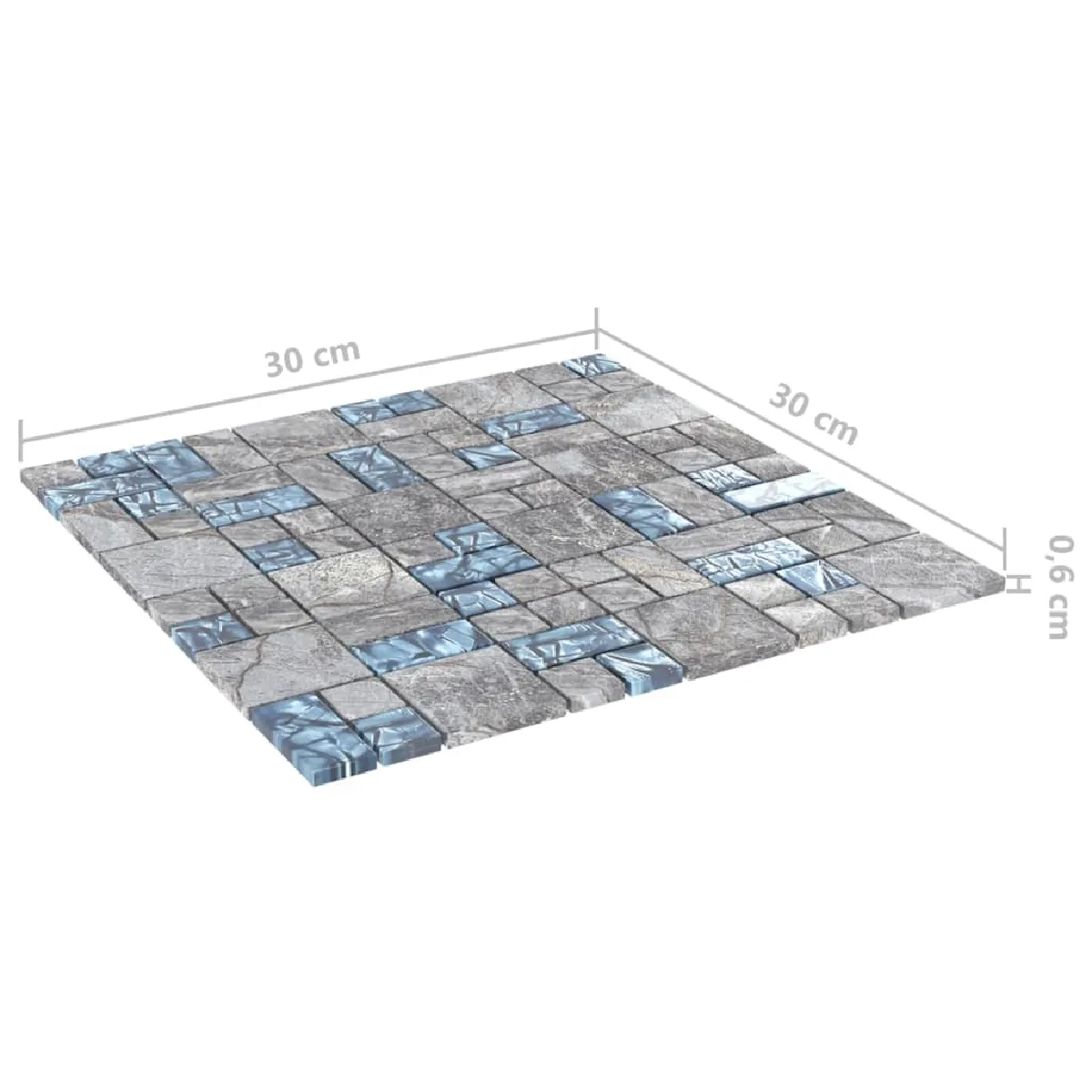 vidaXL Carreaux Mosaïque Gris et Bleu