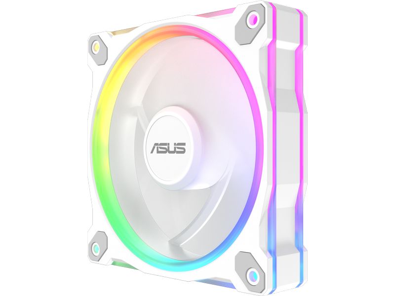 ASUS PC-Lüfter Prime MR120 Fan ARGB Reverse 3 in 1 Weiss 3er-Pack leiser Reverse-Lüfter mit rückseitiger ARGB-Beleuchtung und PWM-Steuerung