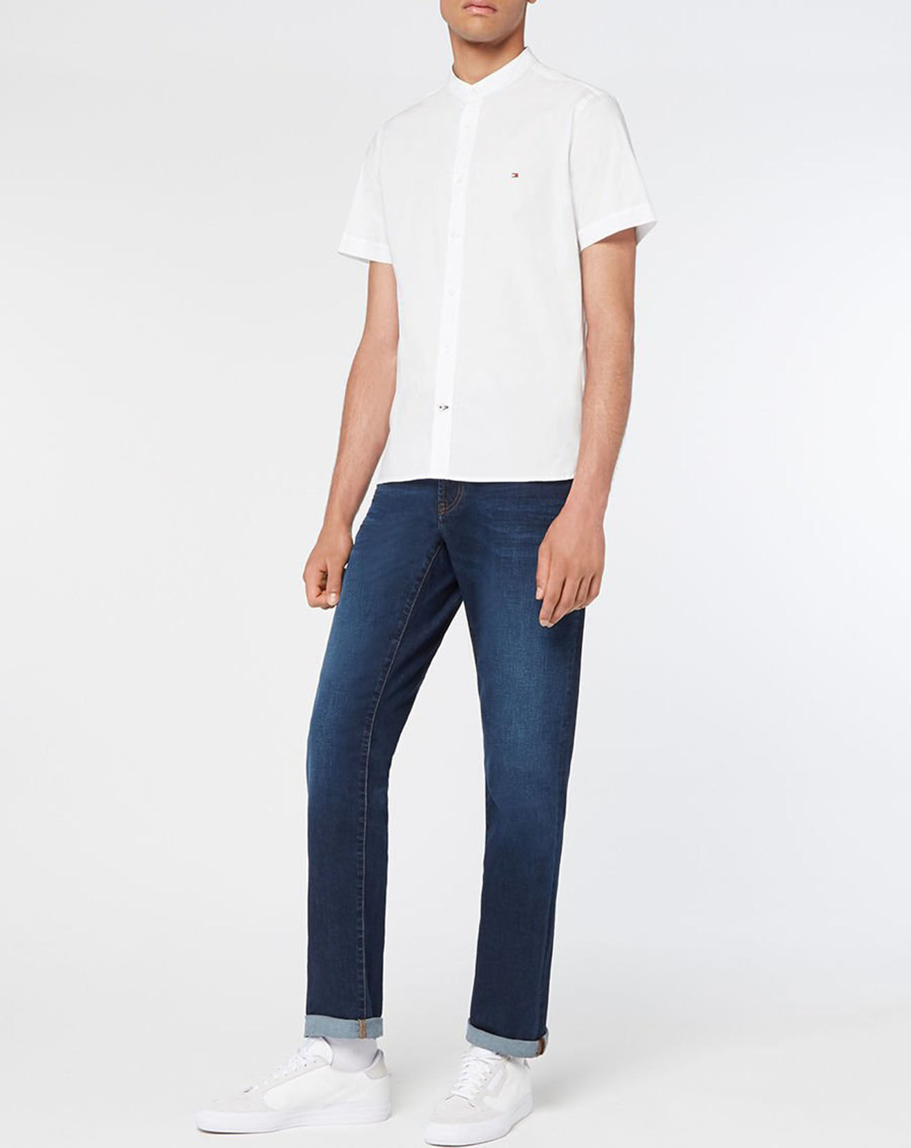Tommy Hilfiger Chemise Slim Stretch Mandarin blanche