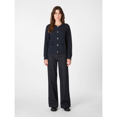 Damen-Strickjacke Alpaka, Dunkelblau