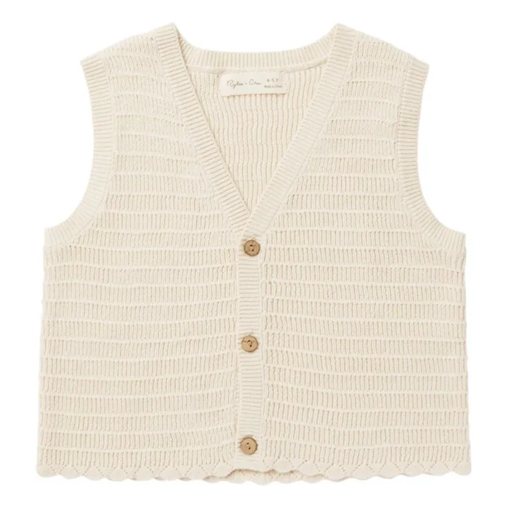 Rylee + Cru Gilet Sans Manches Maille Crochet | Ecru