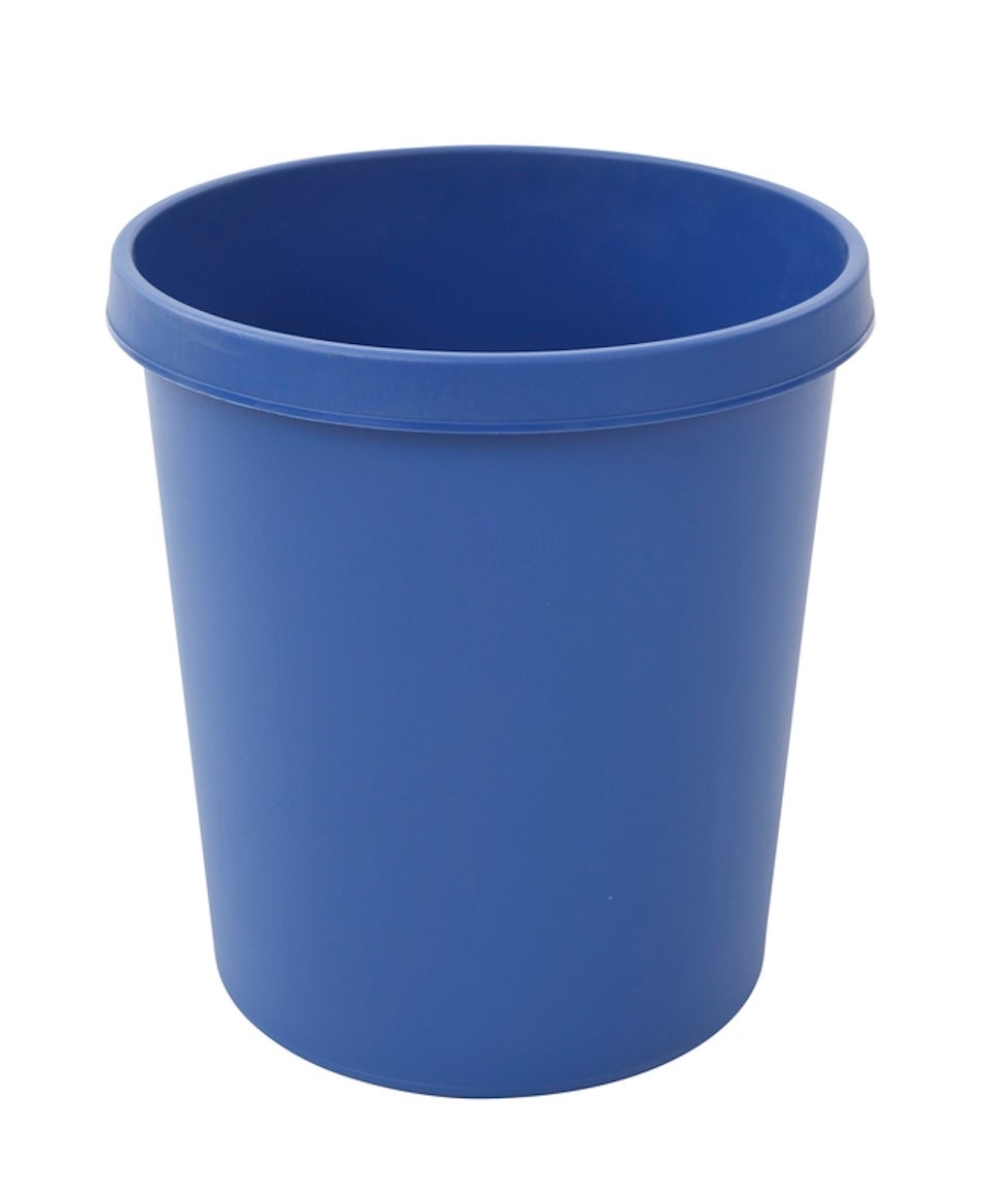 PROREGAL Klassieke ronde plastic afvalbak 18 liter HxBxD 32 x 31 x 31 cm Blauw