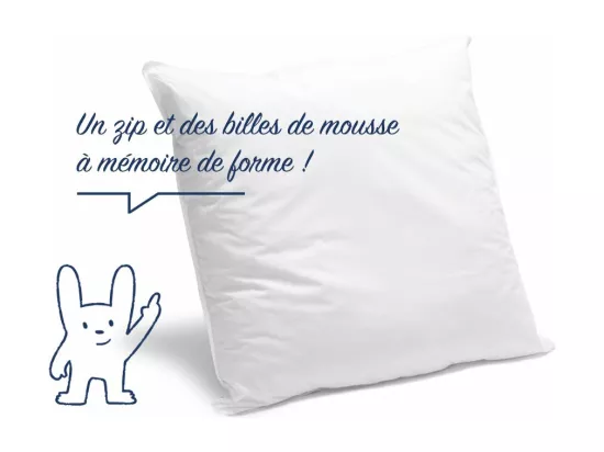 Oreiller Mémoire de forme Mixte - Confort sur mesure ouverture zippée - 60x60cm