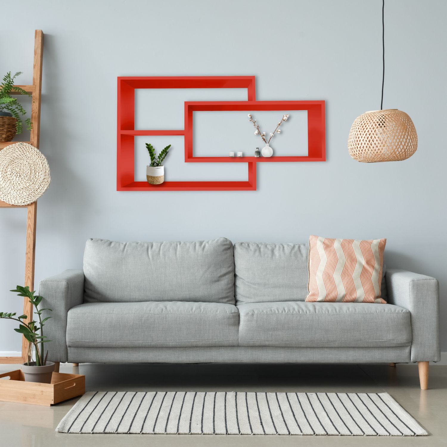 Wandregal KARO Schweberegal 104x20x59cm Holz Rot