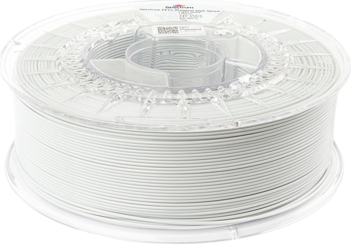Spectrum  PETG Premium High Speed Light Grey, 1,75 mm / 1000 g    Der Turbo für den 3D Druck in Light Grey