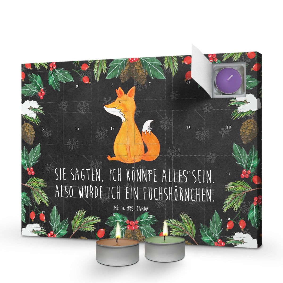 Mr. & Mrs. Panda Geurkaars Adventskalender Eenhoorn Wens - Zwart