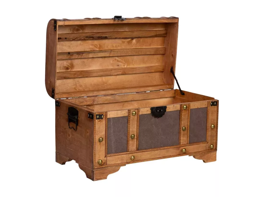 Coffre en bois marron 60x33x36,5