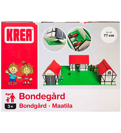 Krea Bauernhaus - Holz - 77x53 cm - Weiß/Rot