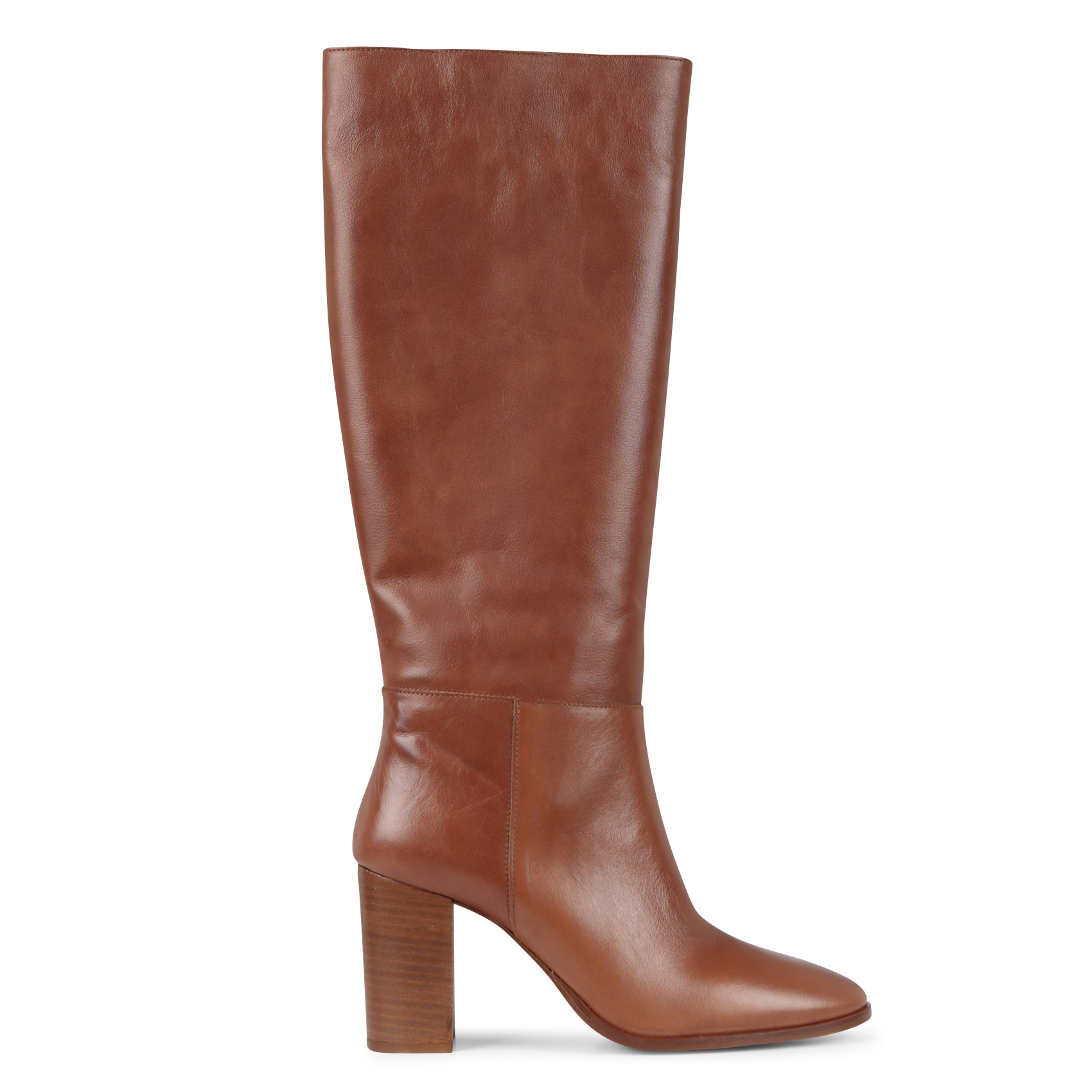 Bottes à talon en cuir | Marron