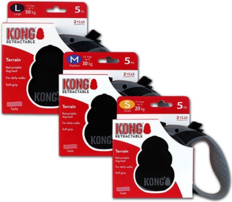 KONG Terrain Rollijn – Hondenriem – Met remsysteem - Tot 30 kg - M - 5 Meter - Zwart