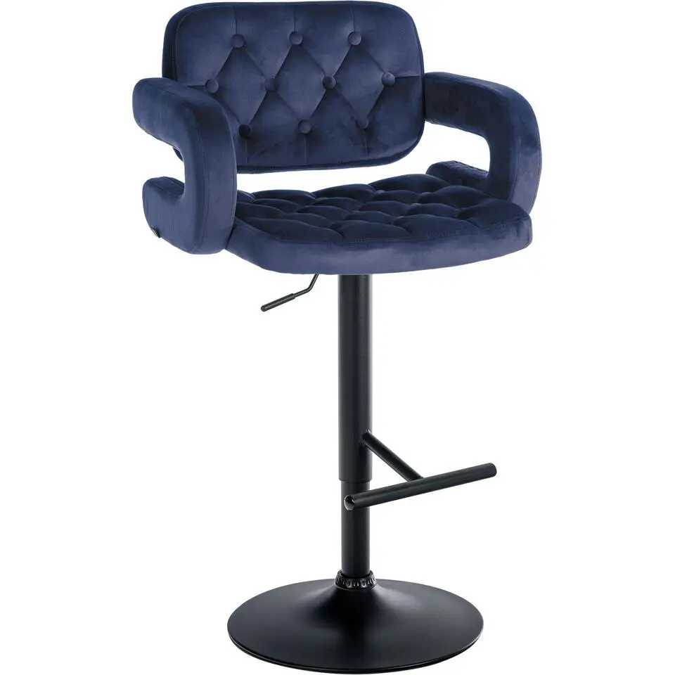 CLP Barkruk Dublin zwart Frame - Fluweel - blauw