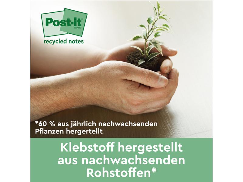 Post-it Notizzettel Post-it Recycling Gelb, 7.6 cm x 7.6 cm 18 Stück   6 gratis