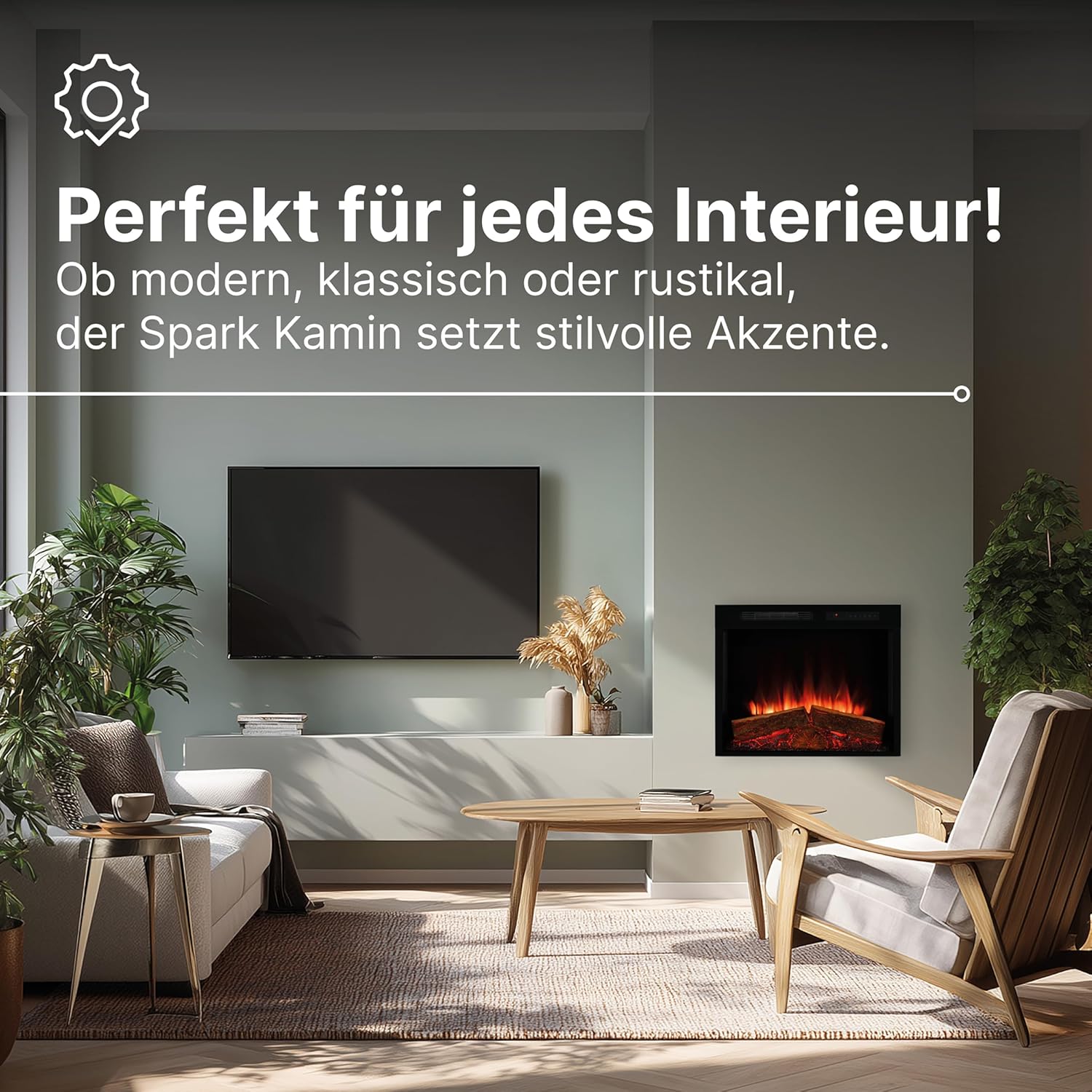Dimplex Spark 58.4 cm Optiflame Inset Elektri Kamin, Feuerraumeinsatz mit 13 Farbthemen, Einstellbare Flammengeschwindigkeit und Helligkeit mit programmierbarem Timer und Fernbedienung