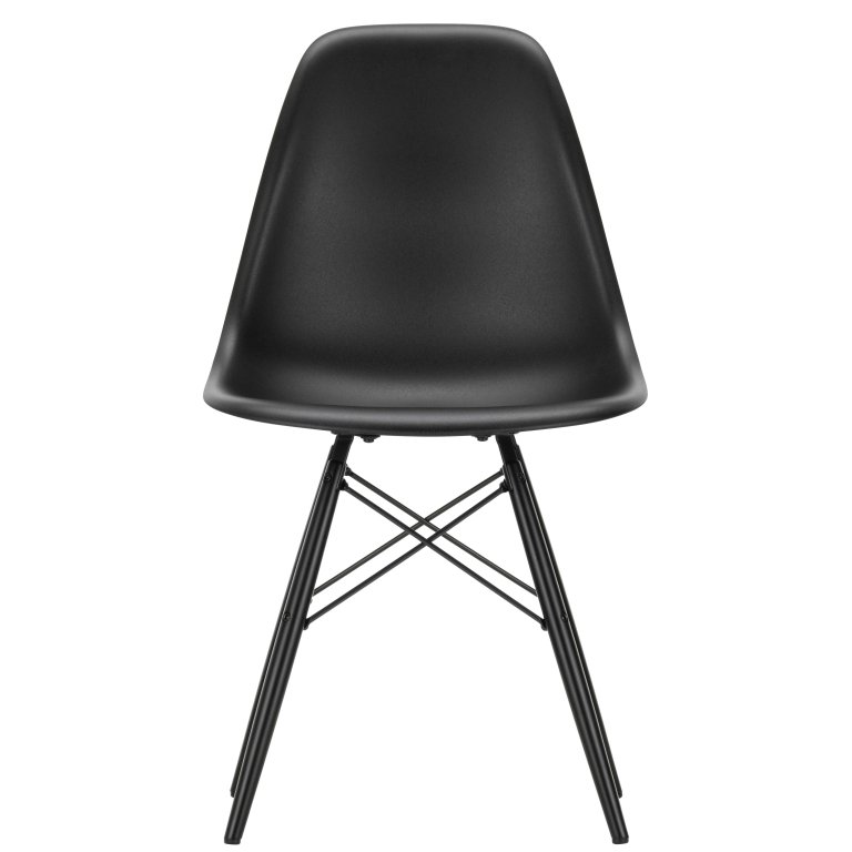 Vitra Eames DSW stoel zwart esdoorn onderstel, Deep Black
