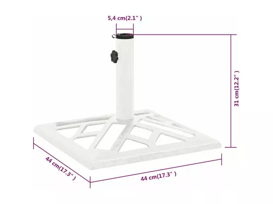 Socle de parasol Blanc 44x44x31 cm Fonte