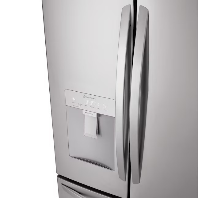 Refrigerador LG French Door de 4 portas com dispensador de água externo, capacidade de 28,6 pés cúbicos (714 litros), com máquina de gelo (aço inoxidável) e certificação ENERGY STAR.