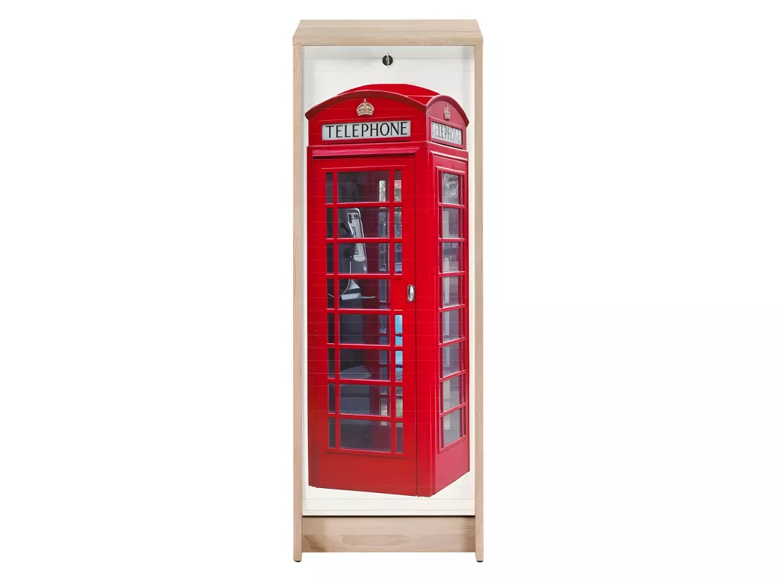 Classeur à Rideau Chêne 6 Niches L 37.8 H 103.8 P 38.4 cm - Coloris: Londres 700