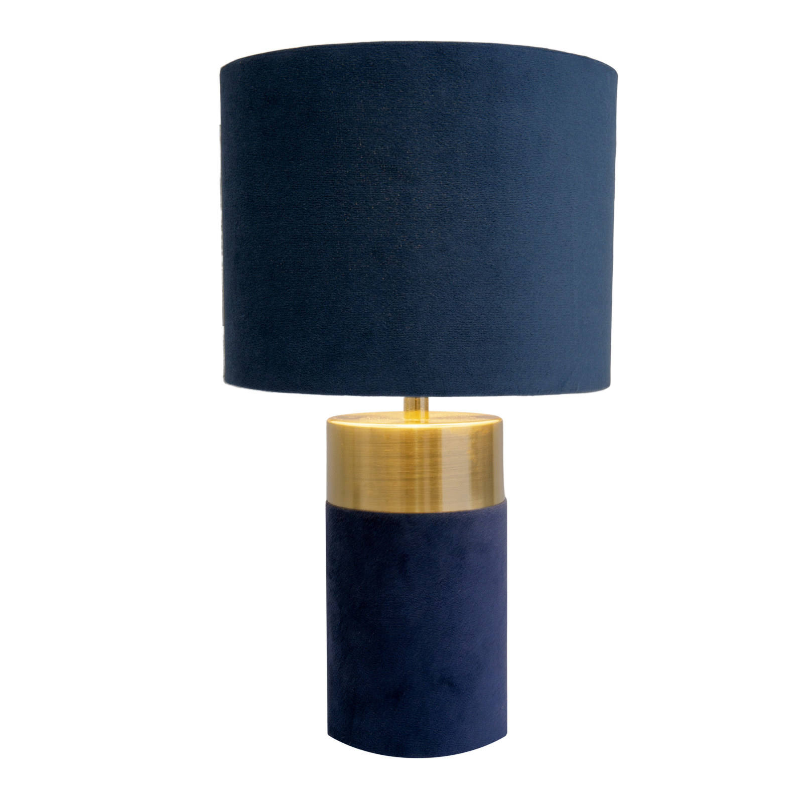Tischleuchte BORDO - blau-gold - Samt - 32 cm hoch