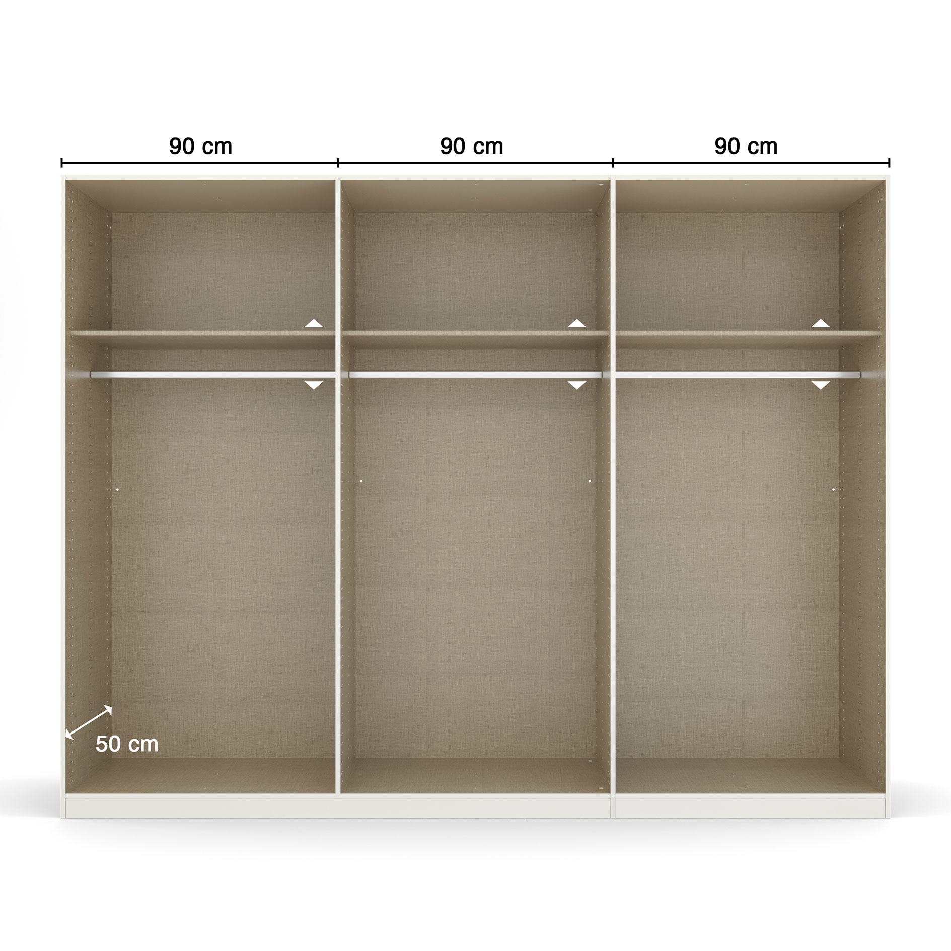 Drehtürenschrank - seidengrau - 271 cm