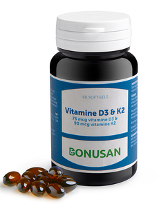 Bonusan Vitamine D3 & K2 Softgels Duoverpakking 2x60SG