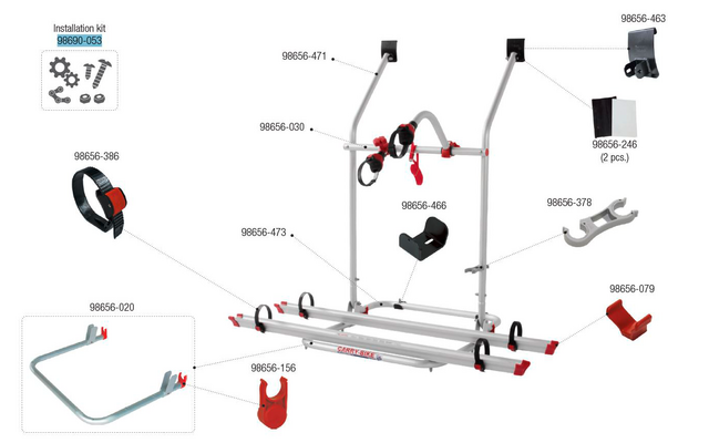 Fiamma Montagesatz passend für Carry Bike VW T3 - T25 - Fiamma Ersatzteilnummer 98690-053