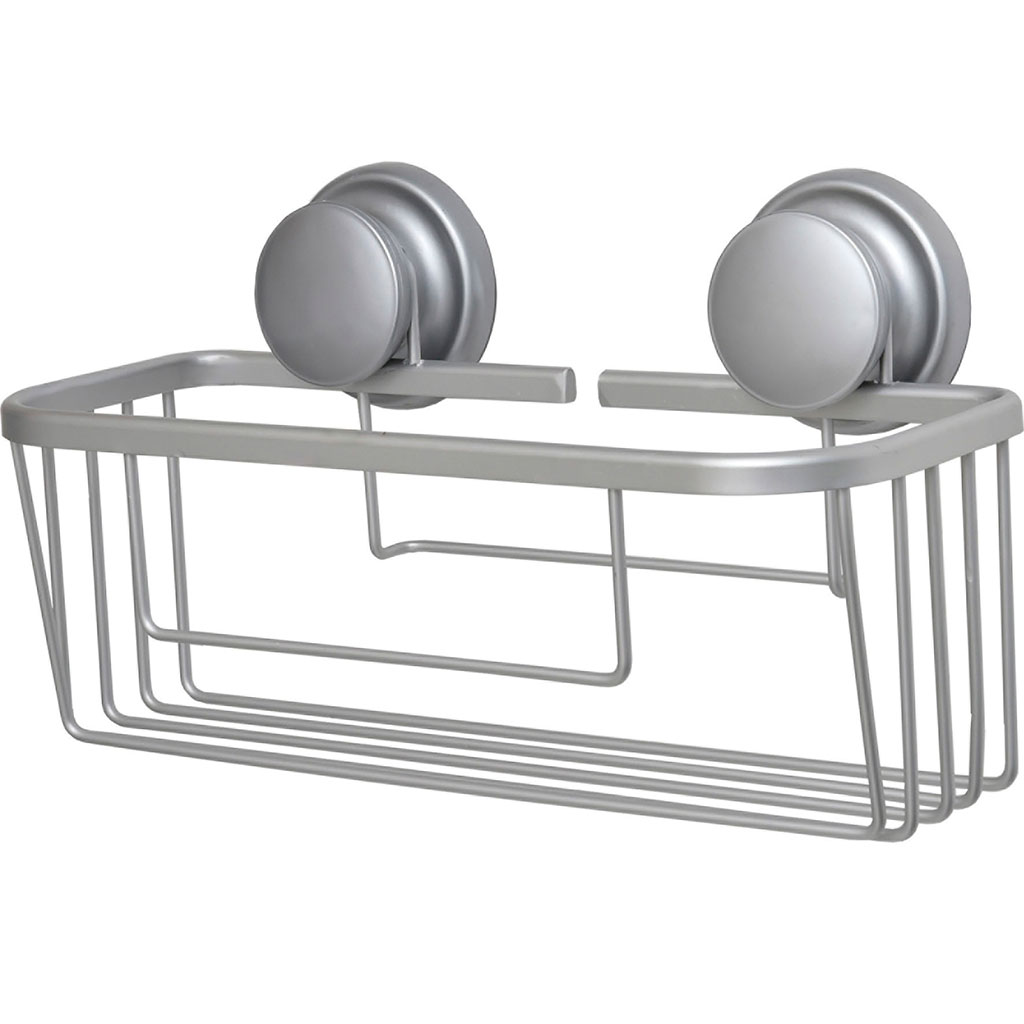 Panier de douche à ventouses alu chromé 28x17.5x13.5cm