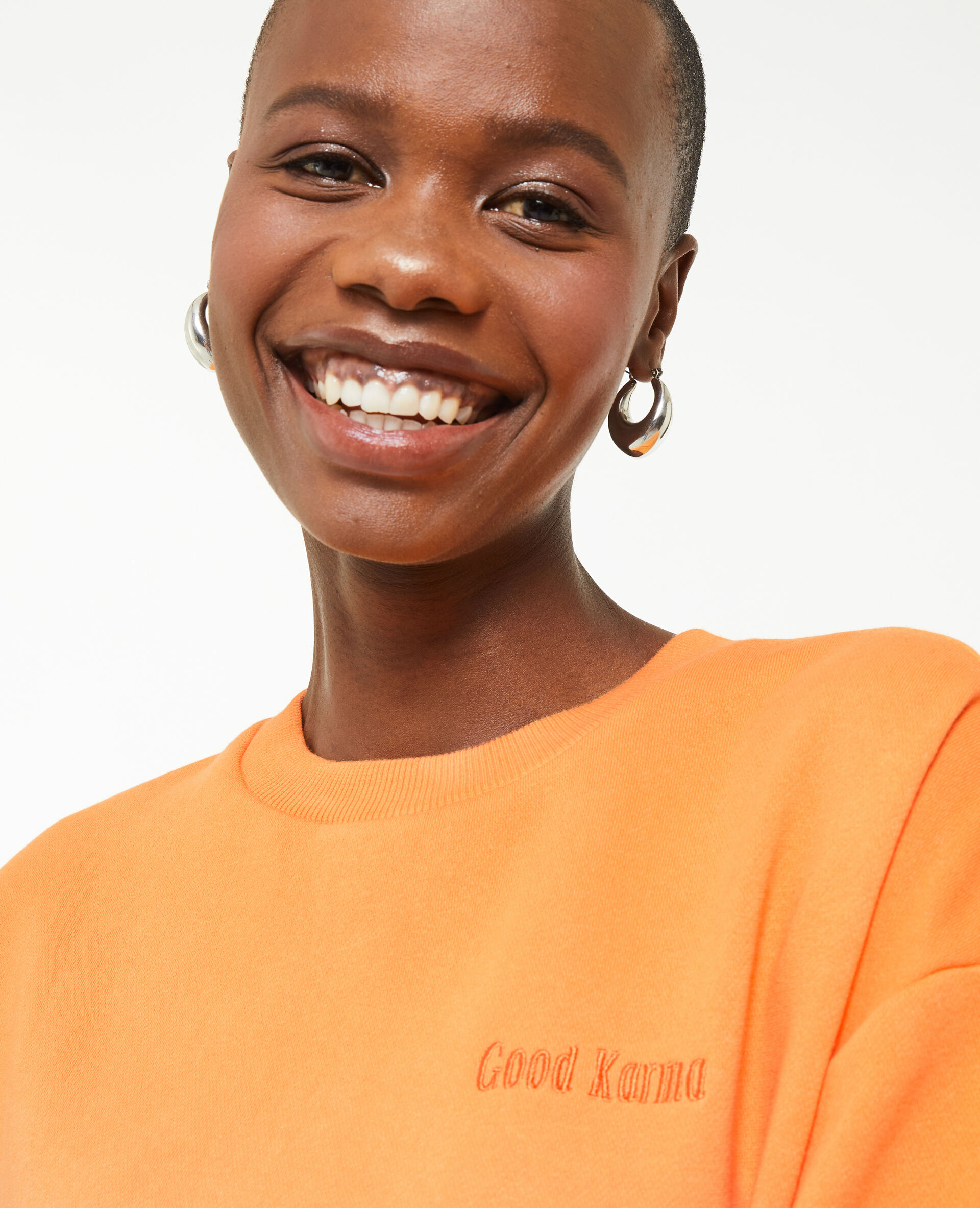 Sweat oversize dégradé et brodé - Orange