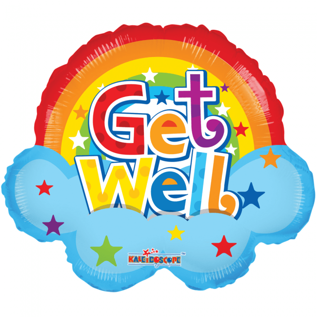 Helium Ballon Regenboog Get Well 45cm leeg