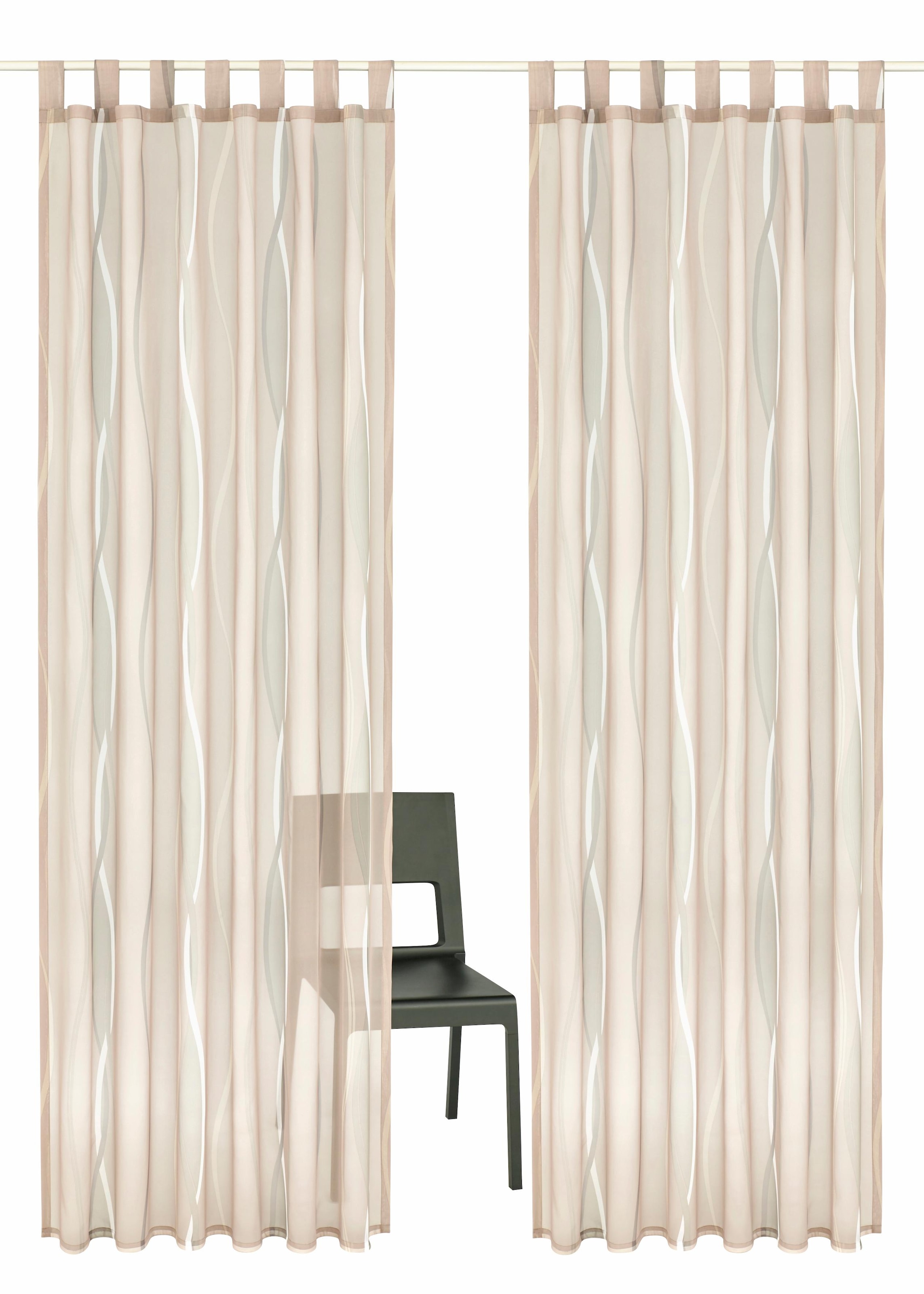 my home Gardine »Dimona« Schlaufen 2 Stk. tlg. 2er-Set, Voile, Polyester, Wellen