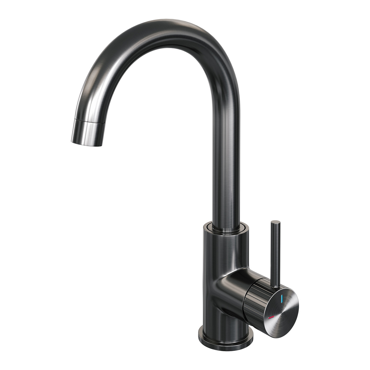 Brauer Stripe wastafelkraan met draaibare ronde uitloop model A gunmetal geborsteld PVD