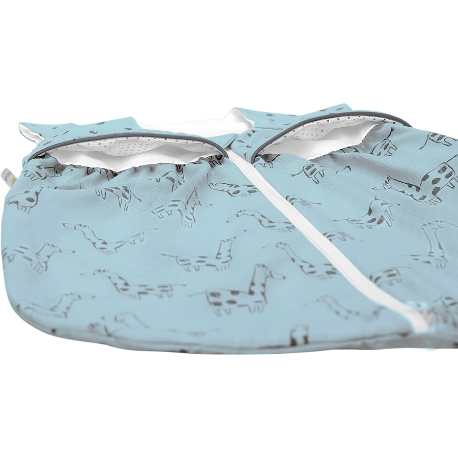 ODENWÄLDER Jersey-Schlafsack Anni light happy giraffe blue pearl