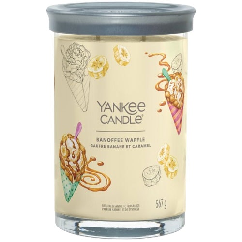 Bougie gobelet - Gaufre banane & caramel - Grand modèle - 567 g