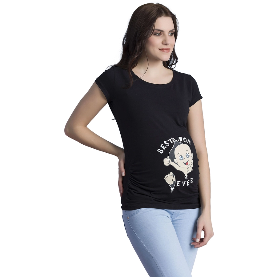 M.M.C. Umstandsshirt Best Mom Ever mit Motiv Schwarz