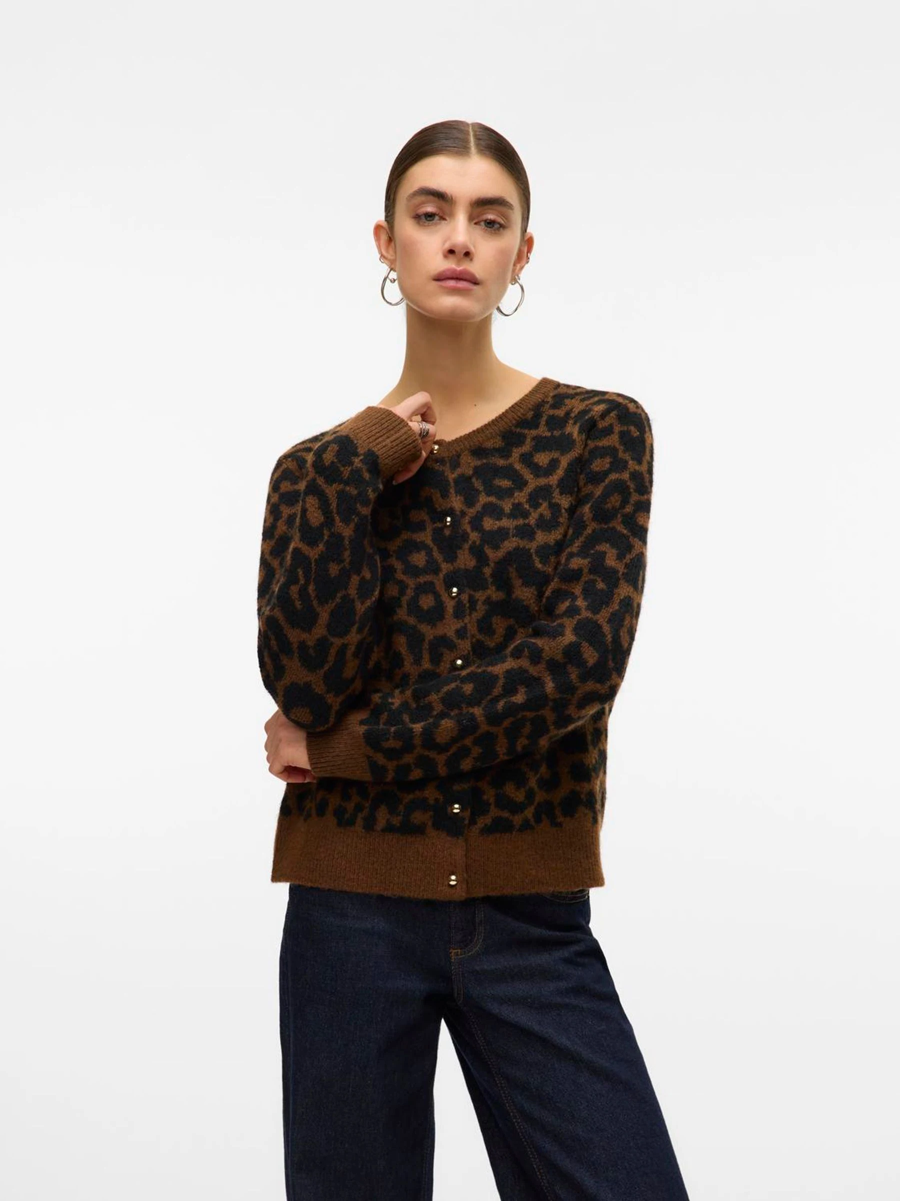VERO MODA Leopard Knitted Cardigan
