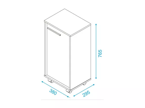 Caisson Roulant de Rangement Blanc 1 Porte H 77 cm